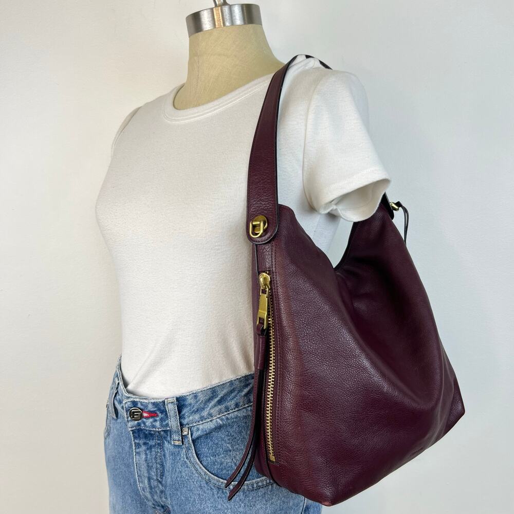 Fossil Amelia Burgundy Leather Convertible Hobo Shoulder Purse Bag - Picture 14 of 14